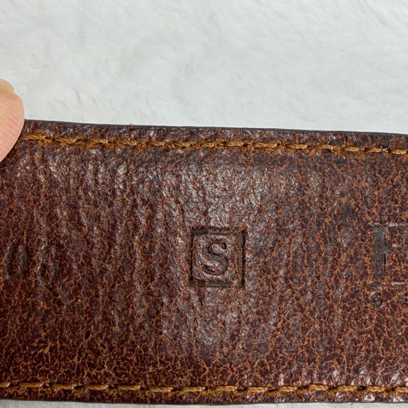 VTG Fossil Womens S Brown Leather Western Concho Belt Gold Tone Filigree Buckle - Picture 13 of 15